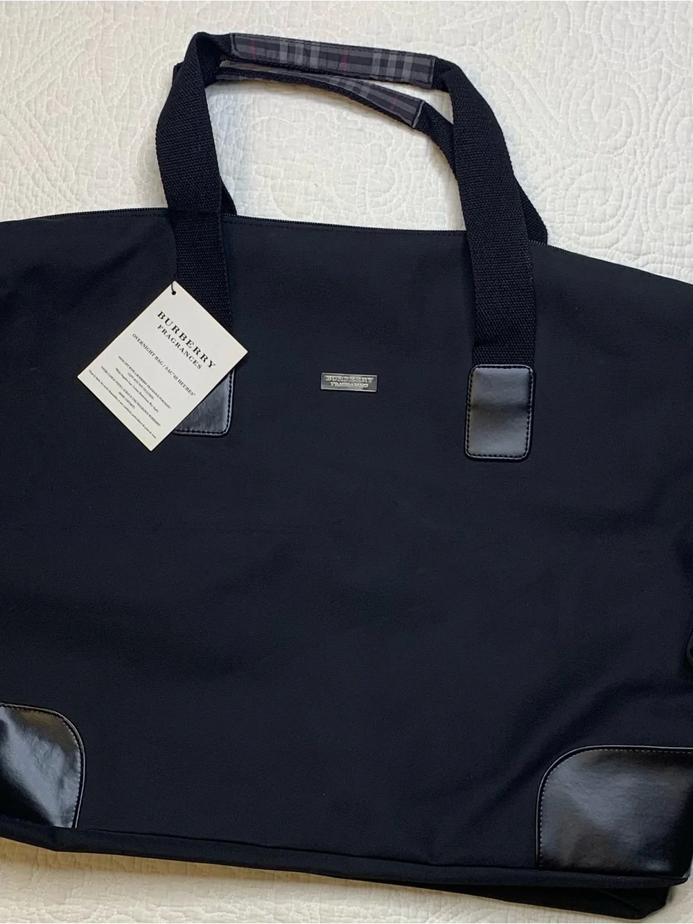 Authentic Burberry Fragrance Black Nylon Weekend Overnight Bag